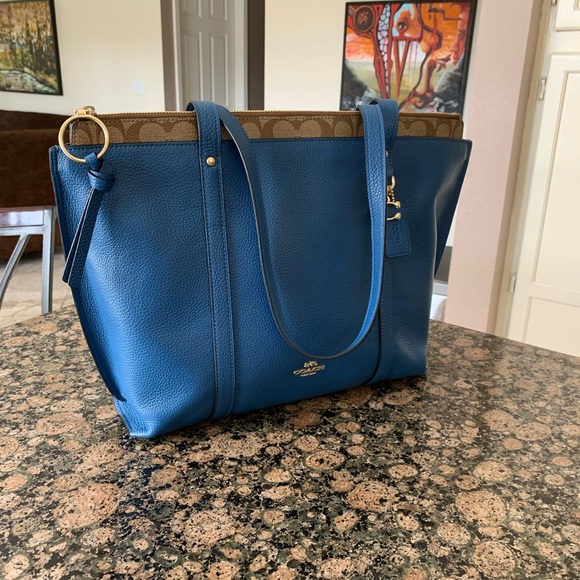 may tote with signature canvas detail